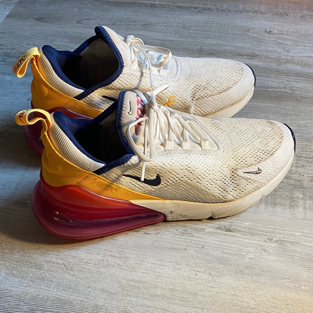 Nike Air Max 270 White and Yellow with Red Accents
